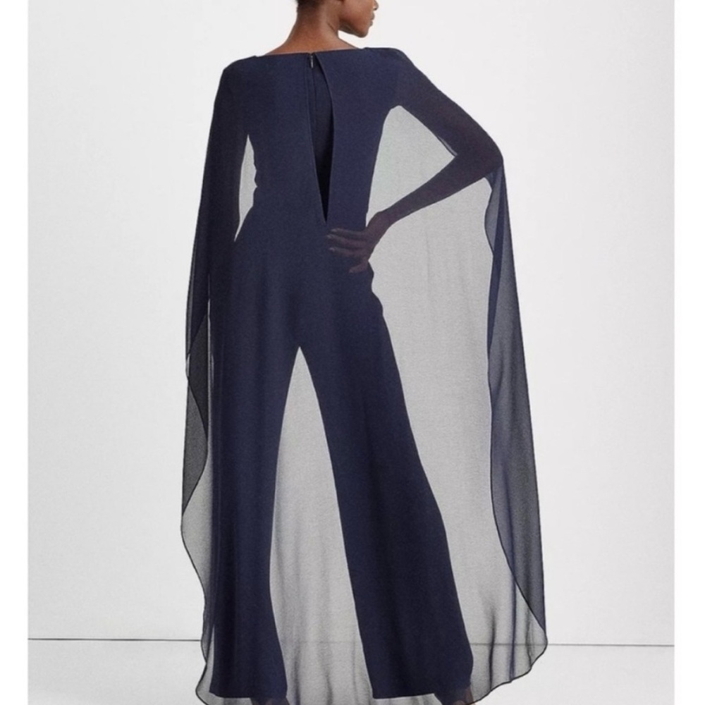 NWT Ralph Lauren Evening Cape Navy Jumpsuit